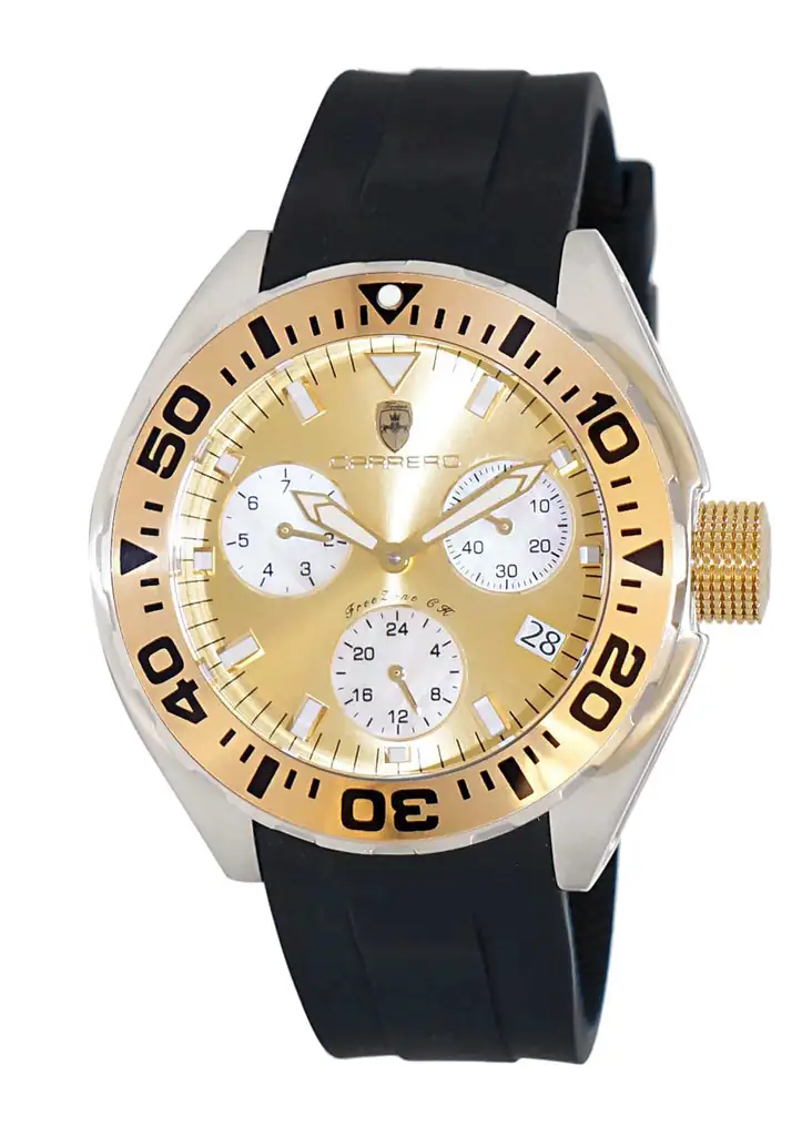 LeChateau, Men's Swiss Multi-Functiom Ronda X30 Movement, Gold Dial - Gold Bezel, Silicon Band,  C1G8824-GO - MSRP: $2,340.00 Case 340 Government Surplus Auction - Photo #2