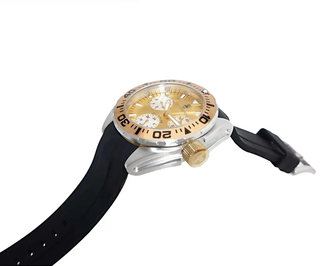 LeChateau, Men's Swiss Multi-Functiom Ronda X30 Movement, Gold Dial - Gold Bezel, Silicon Band,  C1G8824-GO - MSRP: $2,340.00 Case 340 Government Surplus Auction - Photo #3