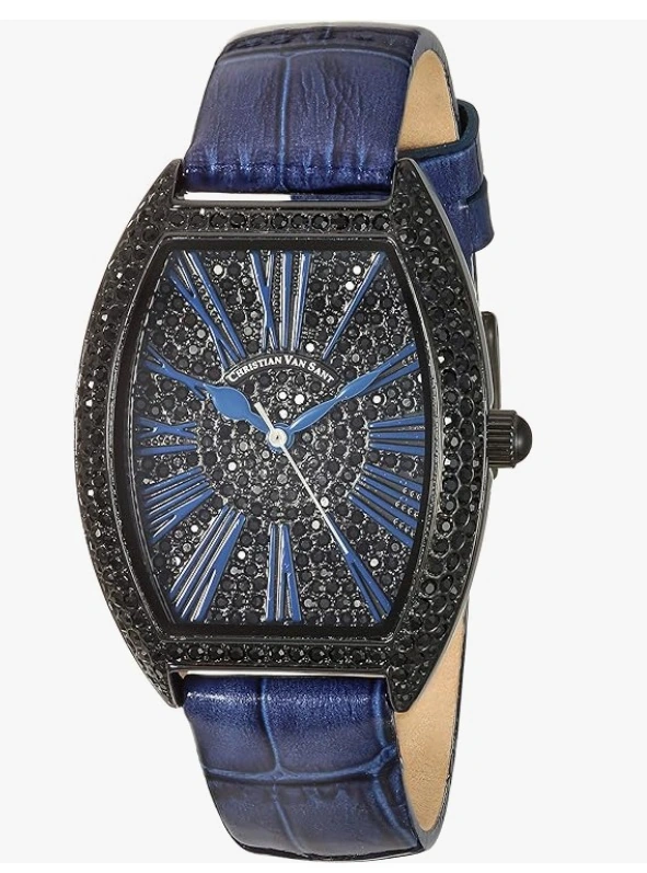Christian Van Sant Watches Women's IP-Black tone w/ setting Stone, Blue dial and strap, CV4845 Retail at (MSRP: $750.00) Case CV4845 Government Surplus Auction - Photo #2