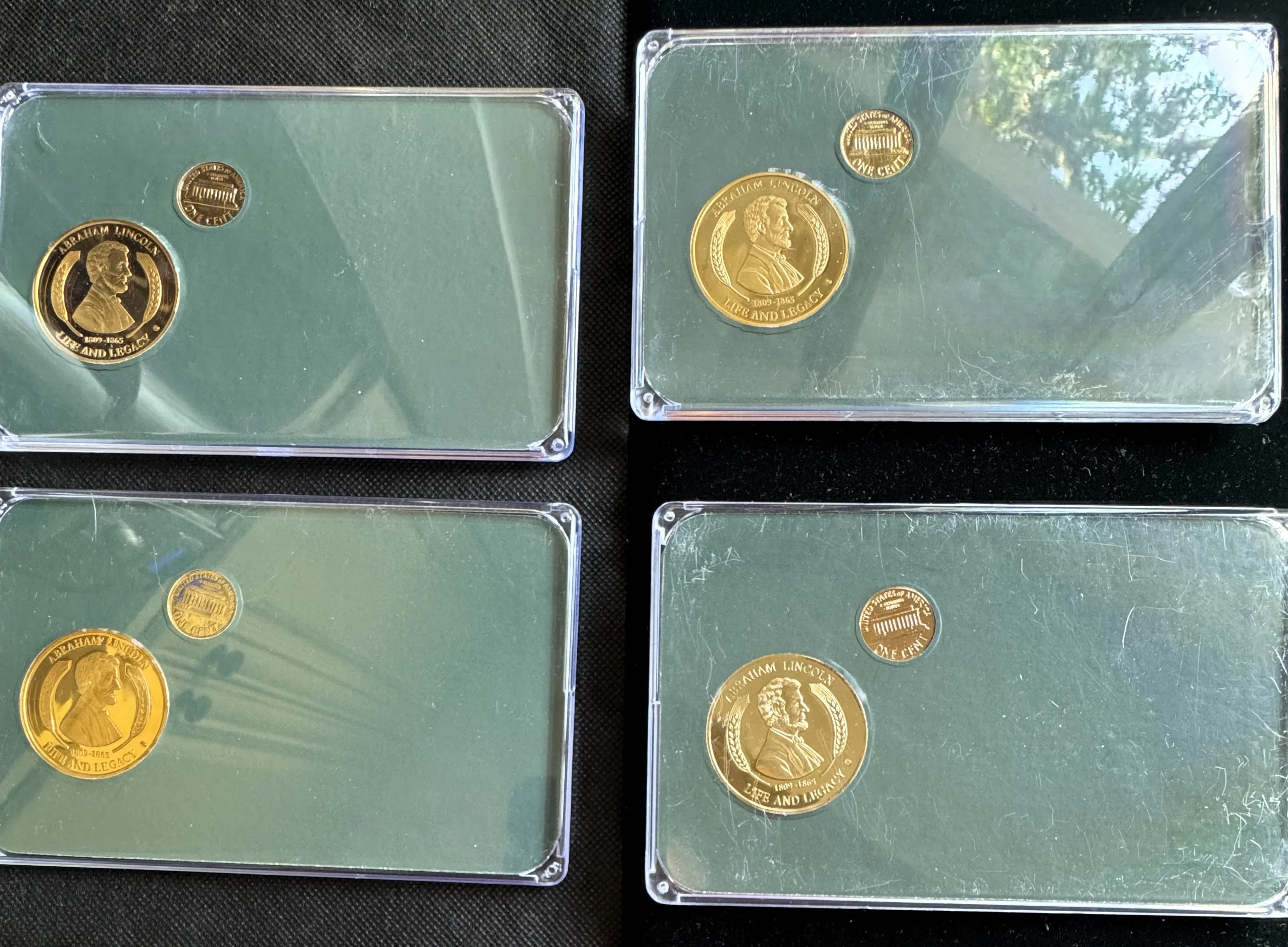 ABRAHAM LINCOLN BICENTENNIAL, 24K GOLD LAYERED PROOF SET (4 DIFFERENT SETS), ABSOLUTE GEMS IN ORIG CASES. LIMITED 20K EDITION Lincoln  Government Surplus Auction - Photo #2