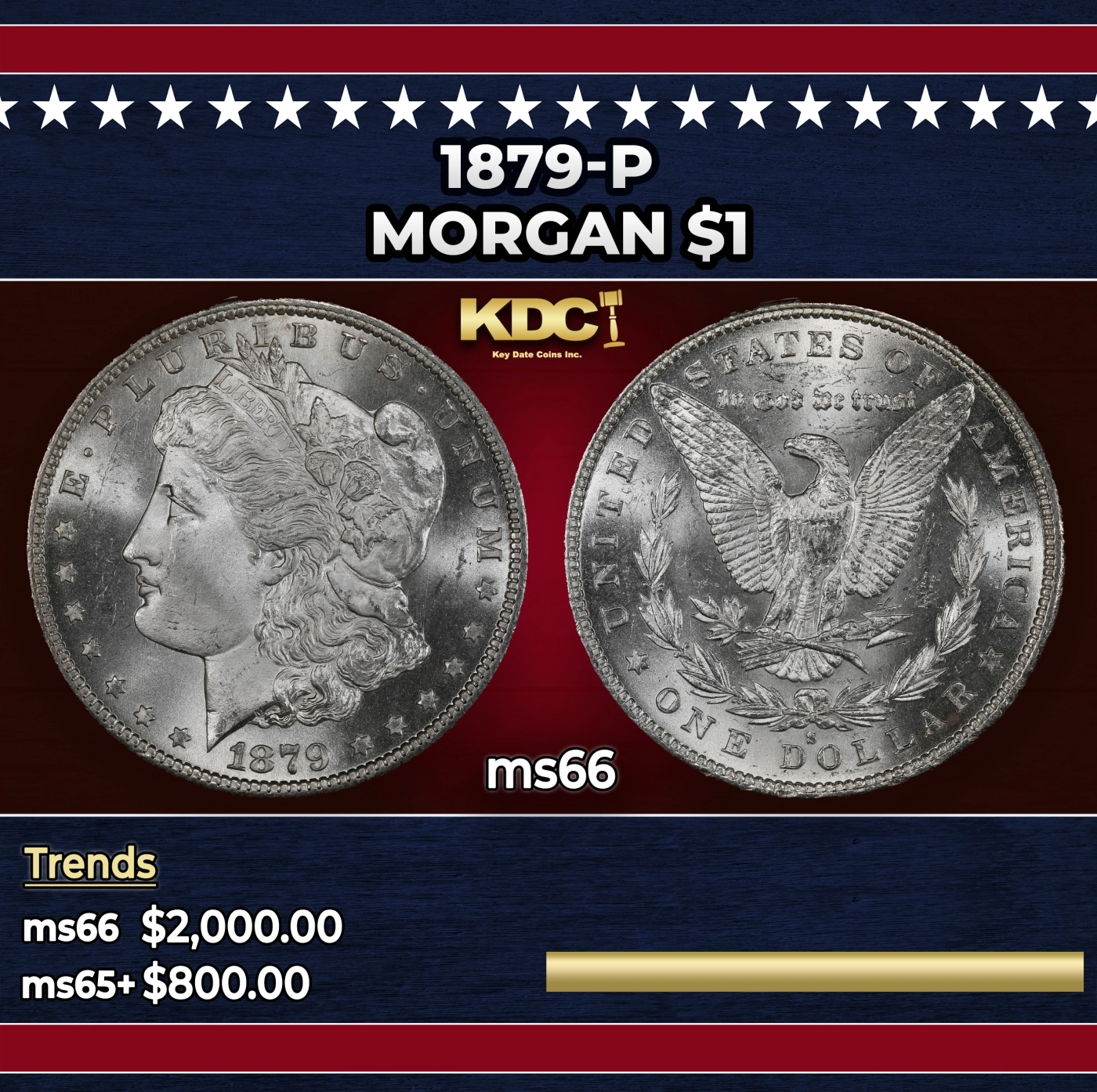 1879-p Morgan Dollar $1 ms66 SEGS  1879 Government Surplus Auction - Photo #4