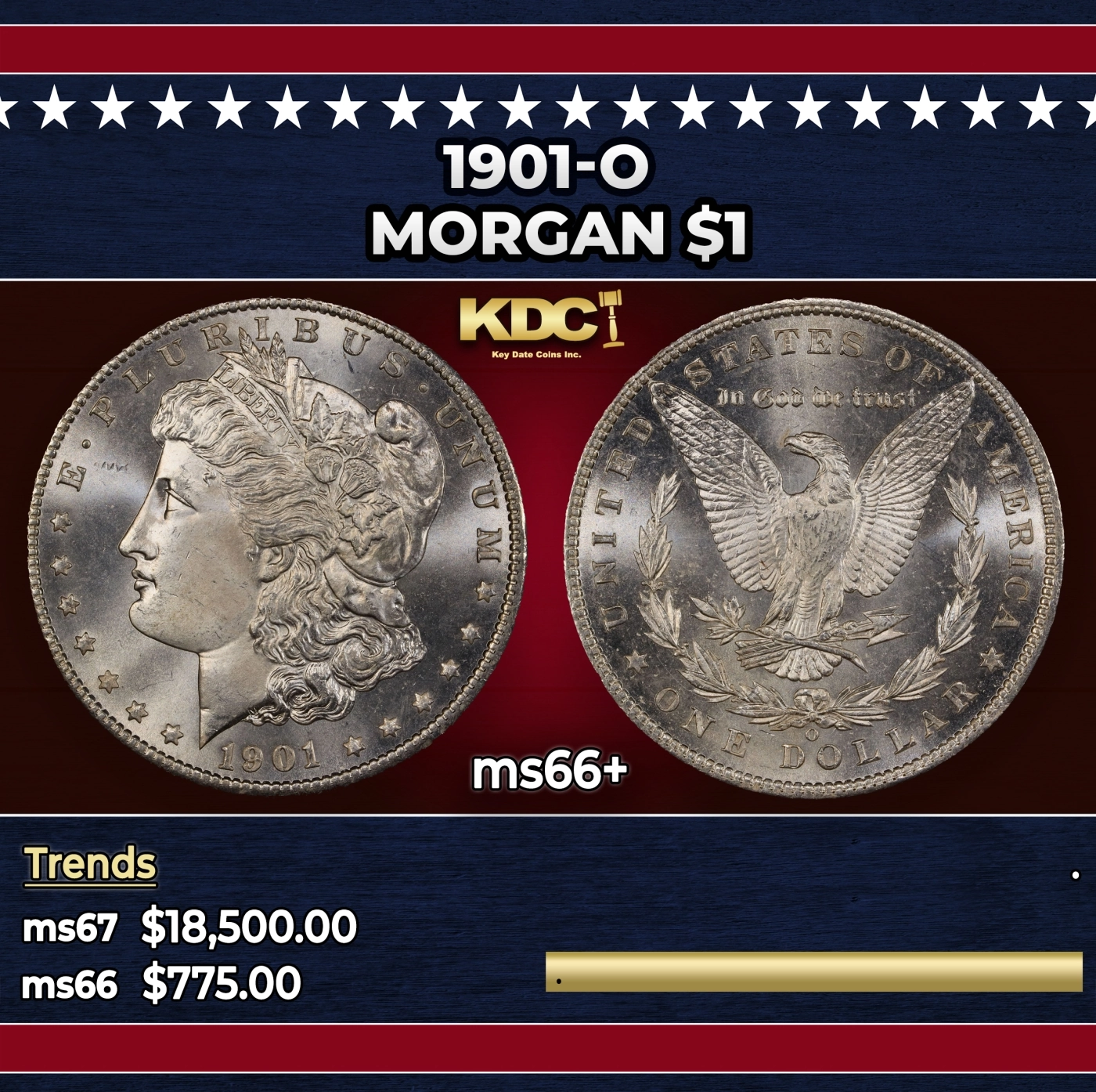1901-o Morgan Dollar $1 ms66+ SEGS   Government Surplus Auction - Photo #4