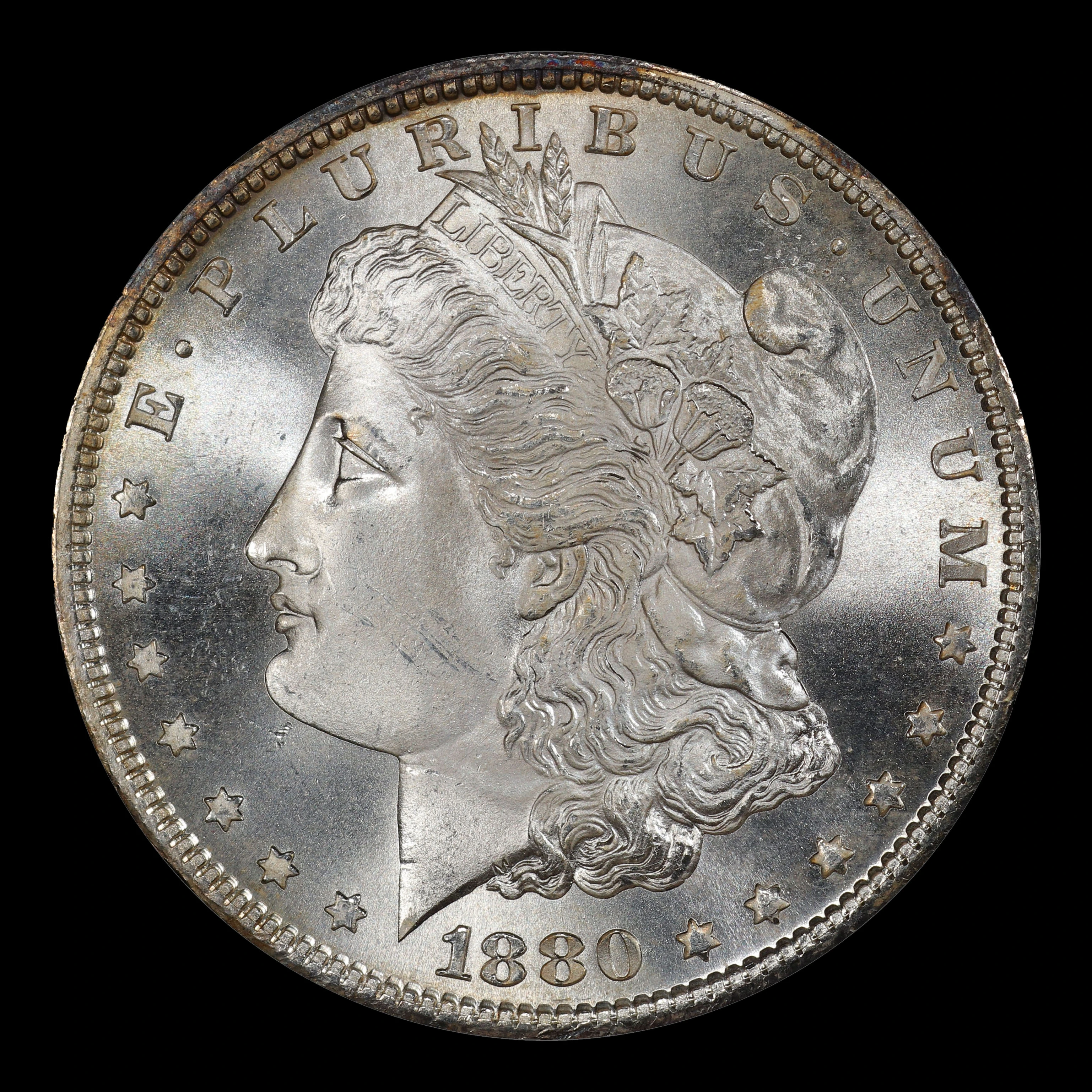 1880-s Morgan Dollar $1 ms66+ SEGS  1880 Government Surplus Auction - Photo #2