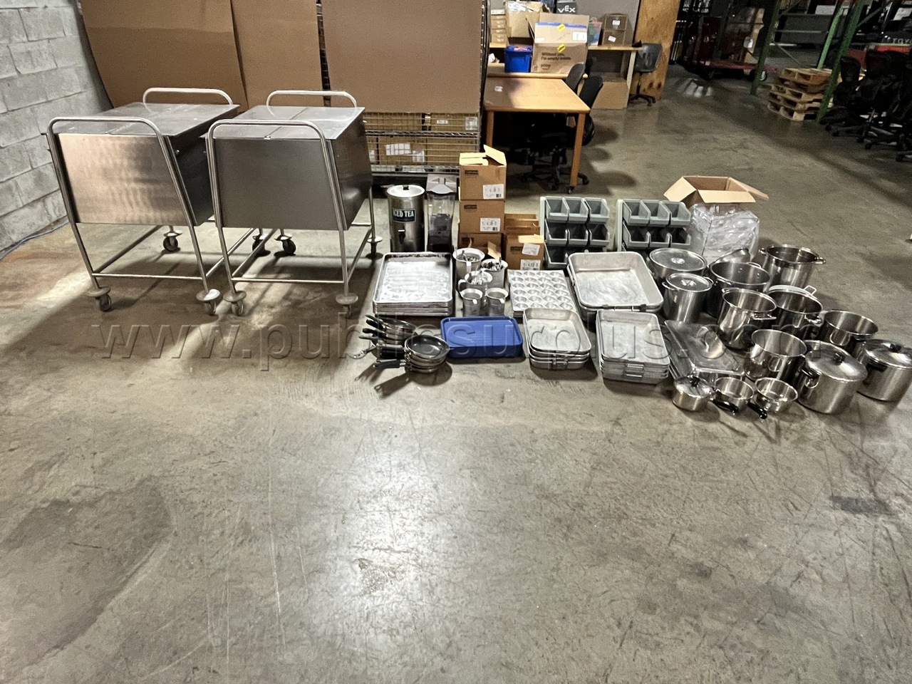 Lot of Assorted Kitchen/Restaurant Smallware's w/Stainless Steel Carts