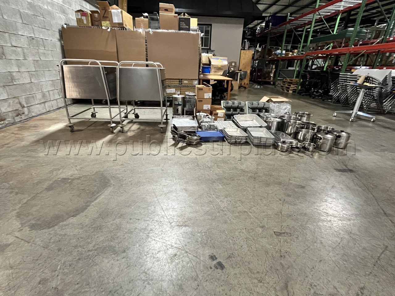 Lot of Assorted Kitchen/Restaurant Smallware's w/Stainless Steel Carts   Government Surplus Auction - Photo #2