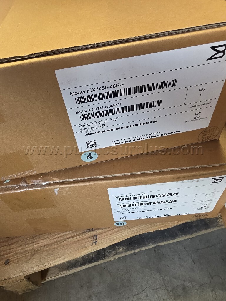 Lot of 12 Brand New Sealed Brocade Model ICX7450-48P-E-RMT3 Networks Switch   Government Surplus Auction - Photo #6