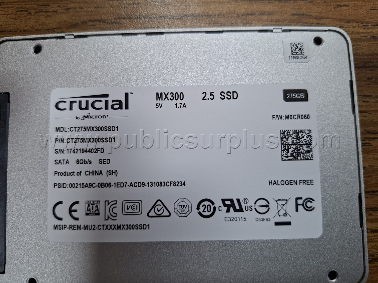 Crucial SATA SSD MX300 250G  MX300 Government Surplus Auction - Photo #2