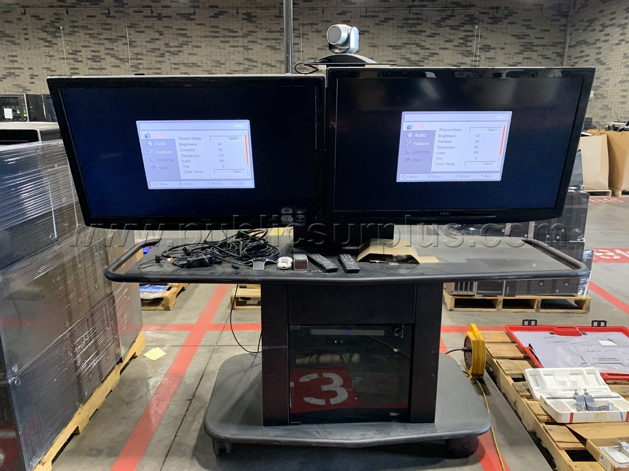 42" NEC TV Monitors & Equipment on Cart /KK