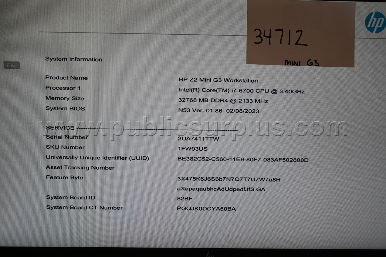 HP Z2 Mini G3 Workstation i7-6700 3.4 GHZ 32GB RAM - Free Shipping! Ram 6700 Government Surplus Auction - Photo #3