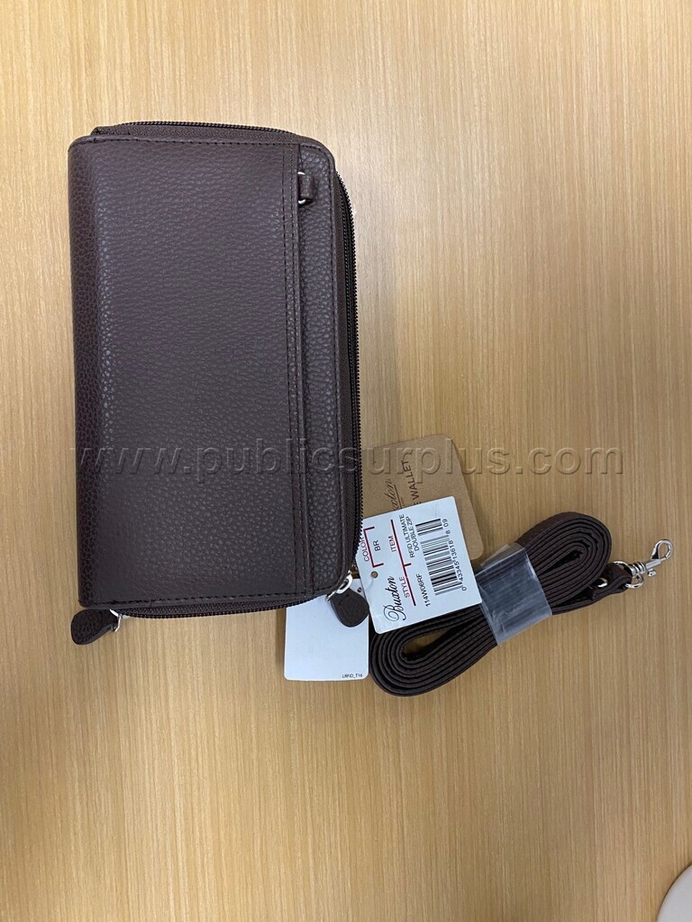New Julia Buxton RFID Ultimate Double Zip Bag Brown   Government Surplus Auction - Primary Photo