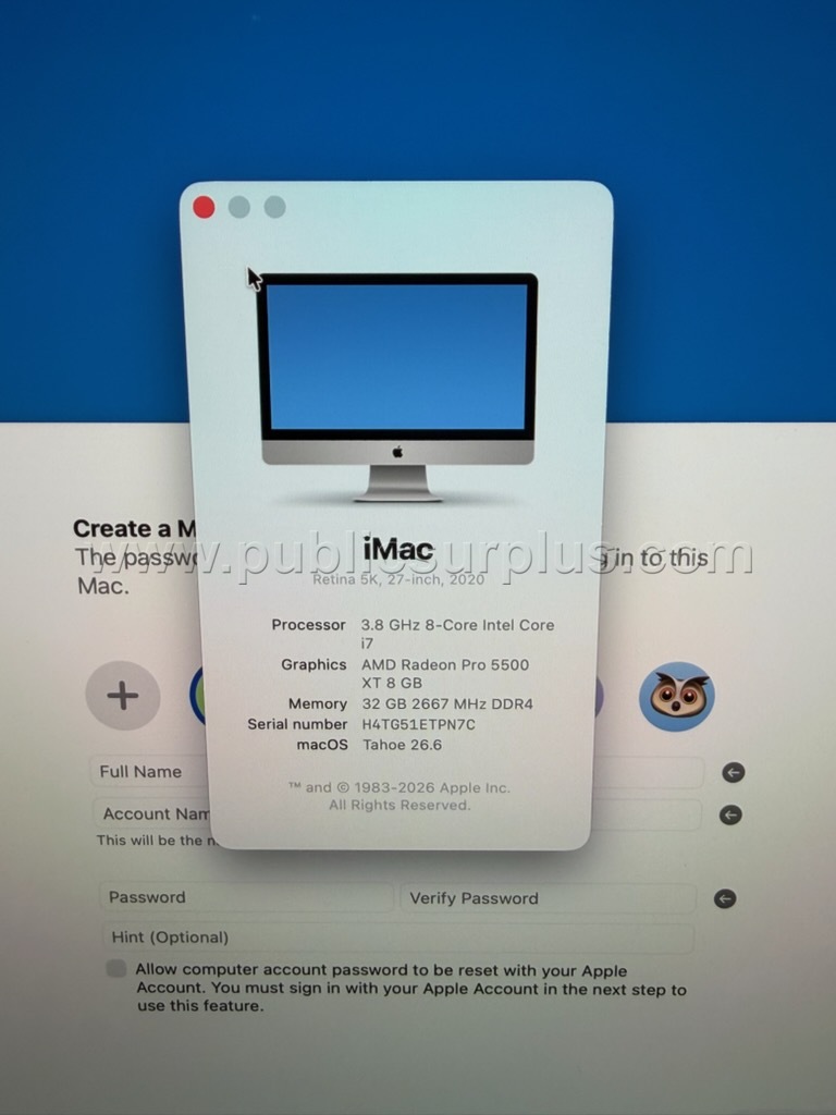 Apple iMac 27" Retina Core i7 3.8GHz 5K (2020) Apple  Government Surplus Auction - Photo #2