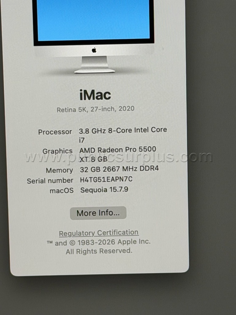 Apple iMac 27" Retina Core i7 3.8GHz 5K (2020) Apple  Government Surplus Auction - Photo #3