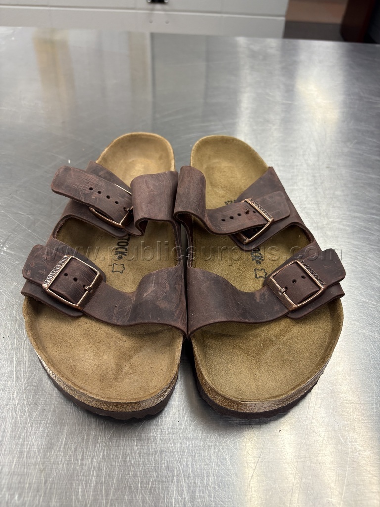 Birkenstock Arizona (Unisex) Habana Oiled Leather Slides; Size 45   Government Surplus Auction - Photo #2